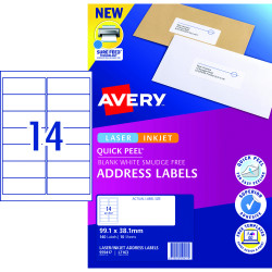 Avery Quick Peel Address Laser & Inkjet Labels White L7163 99.1 x 38mm 14UP 140 Labels