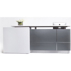 Calvin Reception Counter 3200W x 950D x 1150mmH Metallic Grey And Matte White