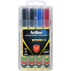 Artline 70 Permanent Markers Bullet 1.5mm Assorted Colours Hard Case Pack Of 4