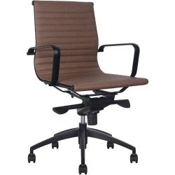 Rapidline PU605M Boardroom Chair Black Base And Arms Medium Back Tan Ribbed PU