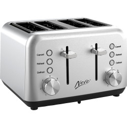 Nero 4 Slice Toaster Classic Style Stainless Steel