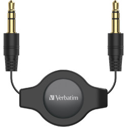 Verbatim 3.5mm Auxiliary Audio Cable 75cm Retractable Black