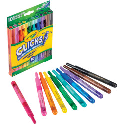 Crayola Clicks Washable Retractable Markers Pack of 10 Assorted Colours