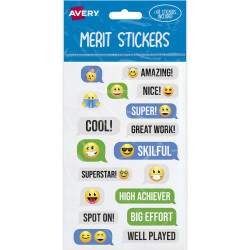 Avery Merit Stickers 68 Labels Messaging Emoji Assorted