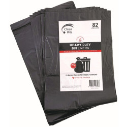 Clean Wiz Oxo-Biodegradable Heavy Duty Bin Liner 82 Litres Black Pack Of 25