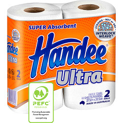 Handee Super Absorbent Ultra Kitchen Towel 2 Ply 60 Sheets Double Pack