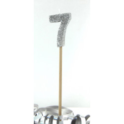 Alpen Candle Long Stick Glitter No. 7 Silver