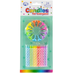Alpen Birthday Candle With Holders Assorted Colours Pack of 24