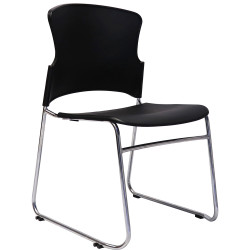 Rapidline Zing Visitor Chair Chrome Sled Base Black Seat