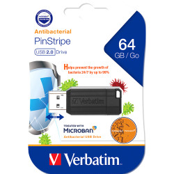 Verbatim Store 'n' Go Pinstripe USB Drive 2.0 64GB With Microban® Black