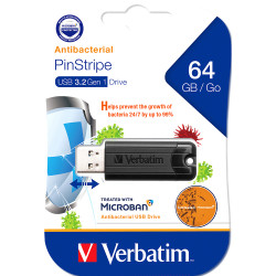 Verbatim Store 'n' Go Pinstripe USB Drive 3.2 64GB With Microban® Black