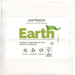 Writer Breakroom Earth Eco Cocktail Napkin 1 Ply 240 x 240mm White 100 Sheets