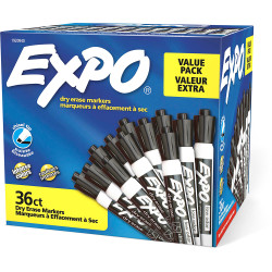 Expo Dry Erase Whiteboard Marker Chisel Tip Black Black Box of 36