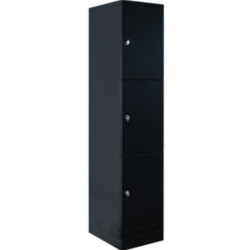 Steelco Flush Front Locker 3 Door 400W x 500D x 1890mmH Black Satin