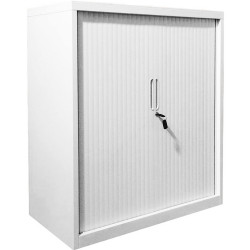 Steelco Tambour Door Cabinet Includes 3 Shelves 1200W x 463D x 1200mmH White Satin