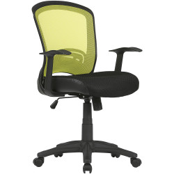 Intro Low Back Task Chair 1 Lever With Arms Green Mesh Black Fabric Seat
