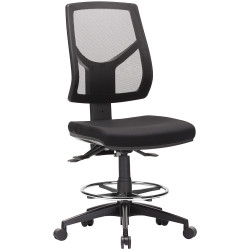 Expo High Back Drafting Chair 3 Lever 740-990mmH Mesh Back Black Fabric Square Seat