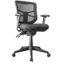 DAM Low Back 4 Lever Multi Shift Chair With Arms Mesh Back Black Fabric Seat