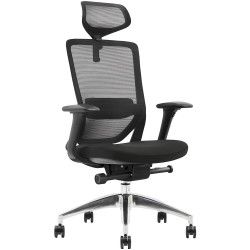 Baxter High Back Executive Chair With Arms And Headrest Mesh Back Black Fabric Seat