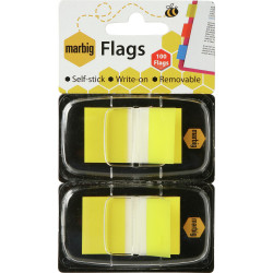 Marbig Flags Coloured Tip Twin Pack 25 x 44mm 50 Flags Per Dispenser Yellow Pack Of 2