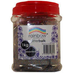Rainbow Glitter Bulk Jar Assorted 1kg