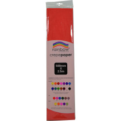 RAINBOW CREPE PAPER 500mm x 2.5m Red Pack of 12