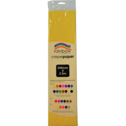 RAINBOW CREPE PAPER 500mm x 2.5m Yellow Pack of 12