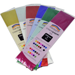 Rainbow Foil Crepe 500mm x 2.5m Assorted Pack Of 6
