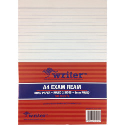 Writer A4 Exam Paper 55gsm Paper 8mm Ruled 500 Sheets