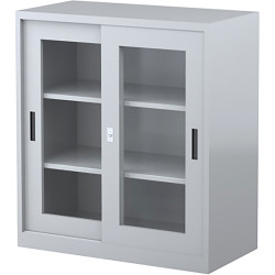 Steelco Sliding Glass Door Cabinet 2 Shelves 914W x 465D x 1015mmH Graphite Ripple