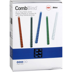 GBC Plastic Binding Comb 16mm 21 Loop 120 Sheets Capacity Blue Pack Of 100