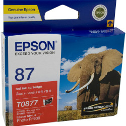 Epson T0877 UltraChrome Hi-Gloss2 Ink Cartridge Red
