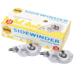 Marbig Sidewinder Correction Tape 5mm x 8m White Pack Of 12