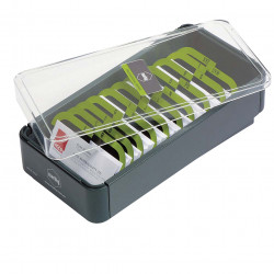 Marbig Professional Series Business Card Filing Box 600 Capacity Grey & Lime