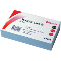 Esselte Ruled System Cards 127 x 76mm Blue Pack Of 100