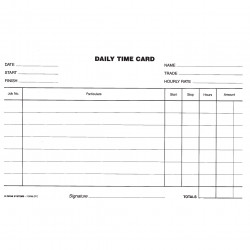 Zions DTC System Card 127x203mm Employee Daily Time Record White Pack of 250
