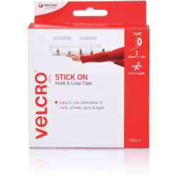 Velcro Brand Stick On Hook & Loop 19mm x 1.8m Strip With Dispenser White