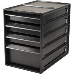 Italplast 4 Drawer Office Organiser Cabinet 255L x 165W x 230mmH Recycled Black