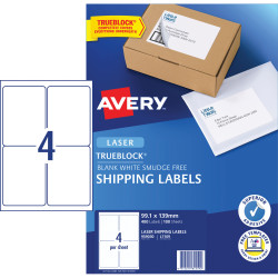 Avery Shipping Laser & Inkjet White L7169 99.1x139mm 4UP 400 Labels 100 Sheets