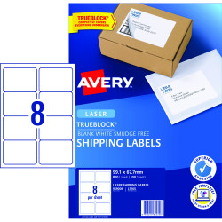 Avery Shipping Laser Labels White L7165 99.1x67.7mm 8UP 800 Labels 100 Sheets
