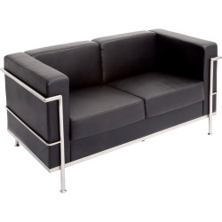 Rapidline Space Lounge Two  Seater With Chrome Frame Black PU Upholstery
