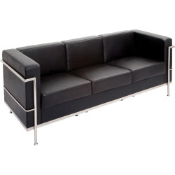 Rapidline Space Lounge Three Seater With Chrome Frame Black PU Upholstery
