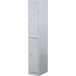 Steelco Steel Personnel Locker 2 Door 305W x 460D x 1830mmH Silver Grey