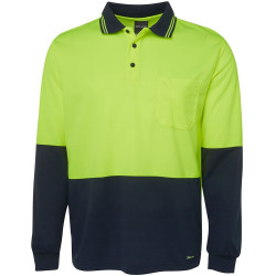Zions Two Tone Safety Polo Shirt Long Sleeve Fluoro Yellow