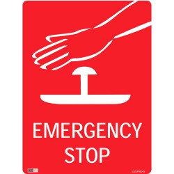 Zions Emergency Sign Emergency Stop (Picture) 450x600mm Polypropylene