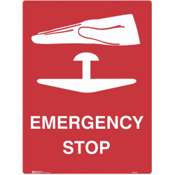 Brady Emergency Sign Emergency Stop 450x600mm Metal
