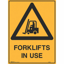 Brady Warning Sign Forklifts In Use 600x450mm Metal