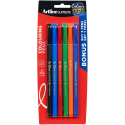 Artline Supreme Fineliner Pen 0.6mm Assorted Colours Pack Of 6