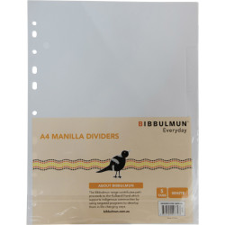 Bibbulmun Manilla Divider A4 5 Tab Plain White