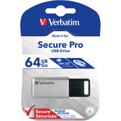 Verbatim Store 'n' Go Secure Pro USB Drive 3.0 64GB Silver